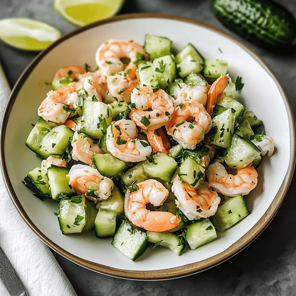 This refreshing Cucumber Shrimp Salad is perfect for warm days! Juicy shrimp mixed with crisp cucumber, zesty lime, and fresh herbs creates a delightful combination that's hard to resist. It's a light yet satisfying dish, ideal for picnics, potlucks, or a quick lunch. Don’t forget to save this recipe for your next gathering or a quick weeknight meal!