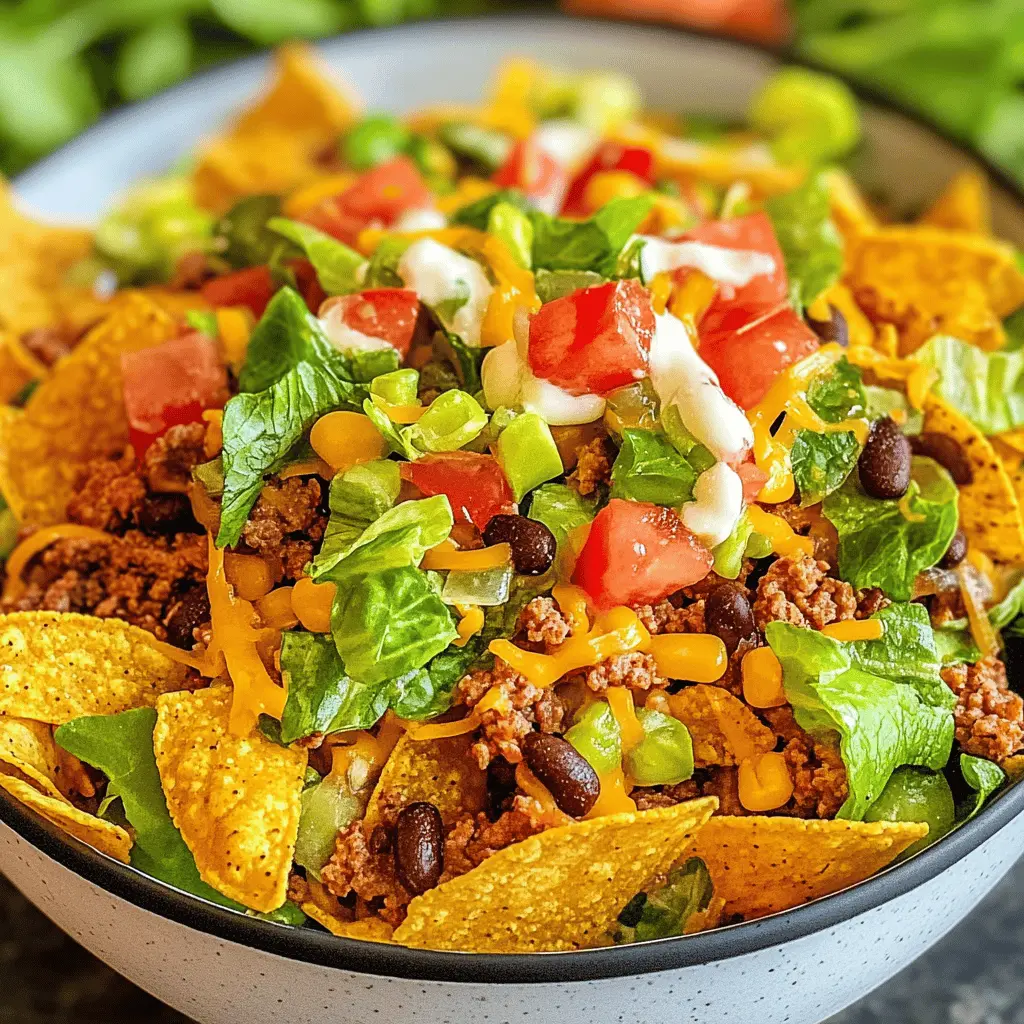 Looking for a fun and easy meal? This Doritos Taco Salad combines crunchy Doritos with seasoned beef, fresh veggies, and zesty dressing for a dish that's perfect for parties or casual dinners. It's a crowd-pleaser that everyone will love! Save this recipe for your next get-together or family night! 🌮🥗