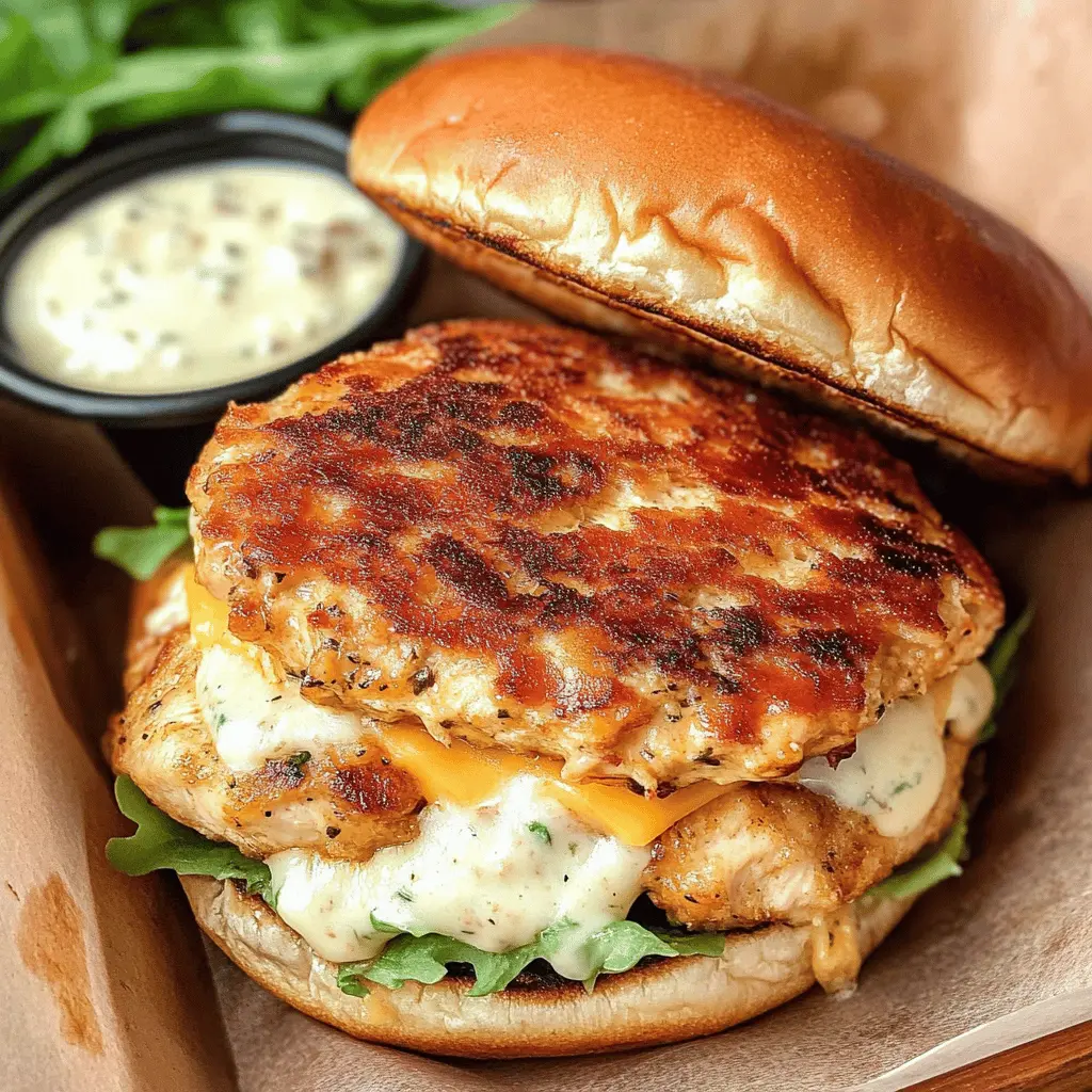 Looking for a quick and tasty meal? These Easy Cheddar Ranch Chicken Burgers bring together juicy chicken, tangy ranch, and melty cheddar for a flavor-packed experience. Perfect for weeknight dinners or backyard BBQs! Save this recipe to enjoy a delightful burger night anytime. Your family will love it!