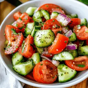 This Easy Tomato Cucumber Salad is a refreshing and healthy dish bursting with vibrant flavors! Made with juicy tomatoes, crispy cucumbers, and a zesty dressing, it’s perfect for summer picnics or a light side. With just a few simple ingredients, you can whip this up in no time. Save this recipe now for your next gathering or weeknight dinner!