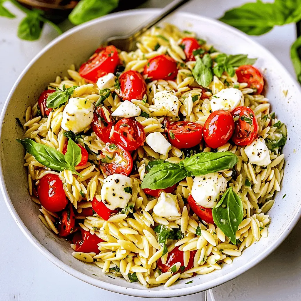 Brighten up your meal with this Fresh Orzo Salad! Packed with cherry tomatoes, crisp cucumbers, and creamy mozzarella, this dish is perfect for summer picnics or quick weeknight dinners. It's a delightful blend of flavors and textures that everyone will love. Save this recipe to enjoy a refreshing side or main dish anytime!
