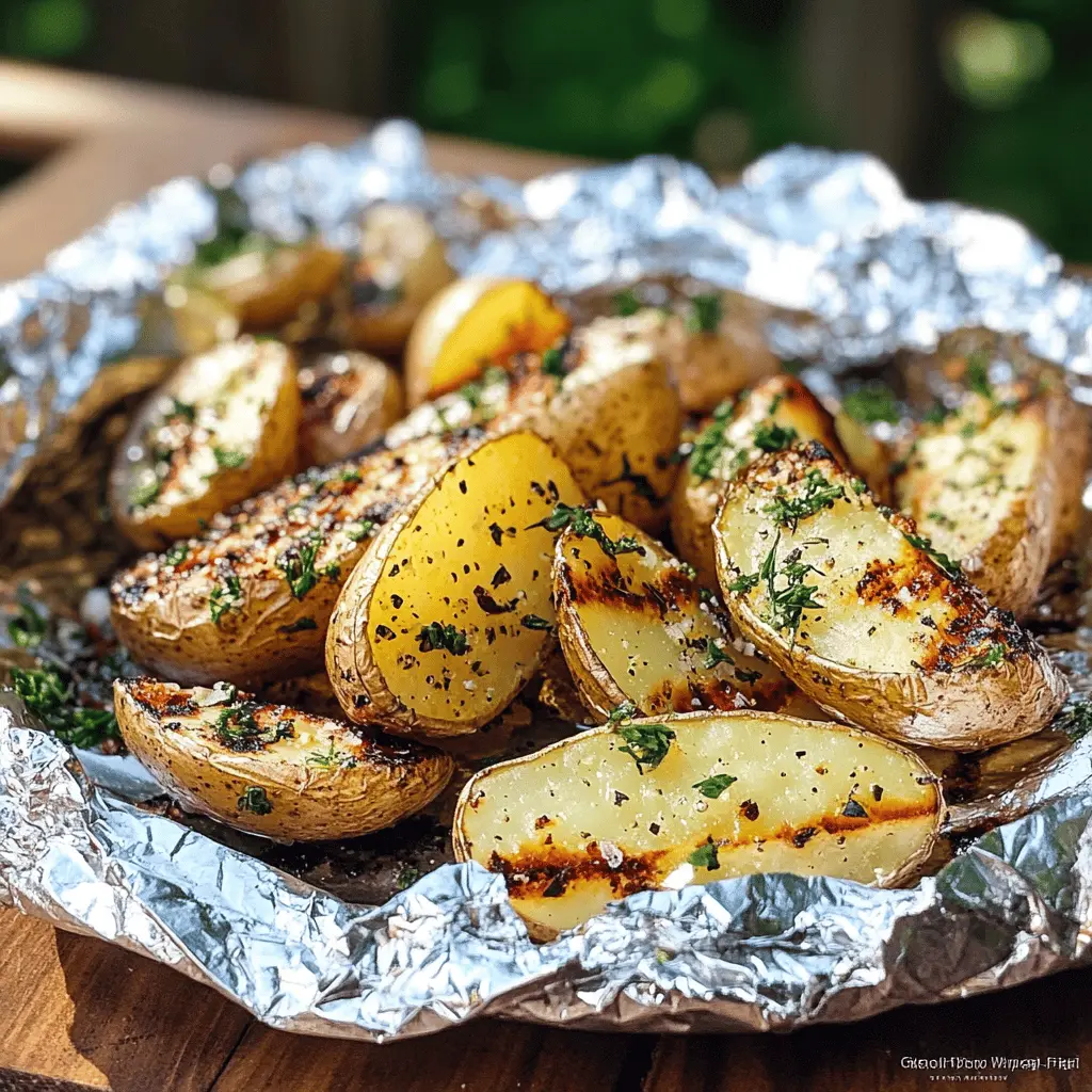 These Garlic Herb Grilled Potatoes in foil are the perfect side dish for your summer barbecue! With simple ingredients like fresh herbs and garlic, they pack a flavorful punch that complements any main course. Easy to prepare and clean up, just toss them on the grill for a crispy, tender treat. Save this recipe for your next cookout or family gathering!