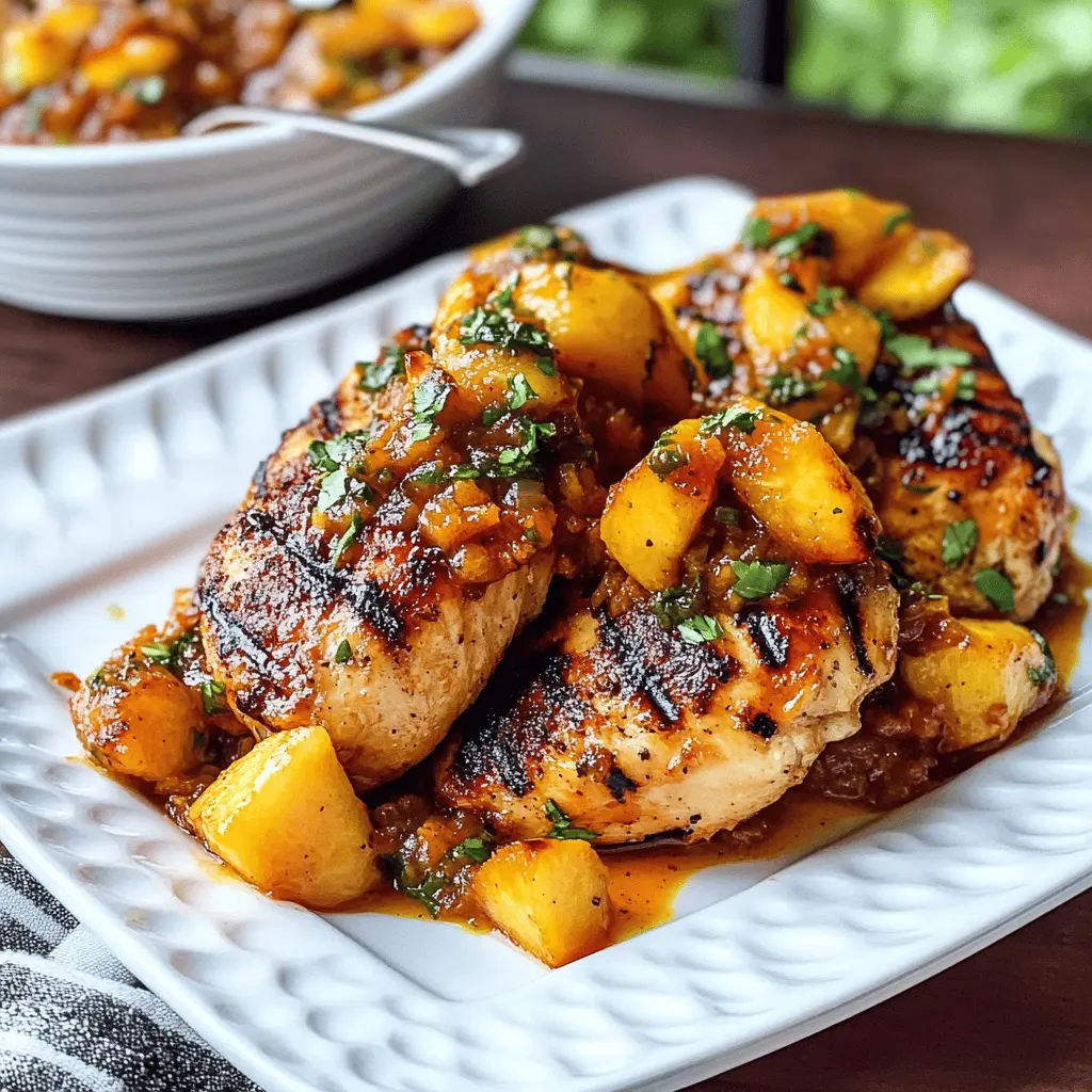 Get ready to delight your taste buds with this Grilled Chicken with Peach Chipotle Sauce! The perfect balance of sweet and spicy makes this dish a standout for summer barbecues and weeknight dinners. Juicy grilled chicken topped with a homemade peach chipotle sauce is sure to impress your family and friends. Save this recipe to try for your next gathering!