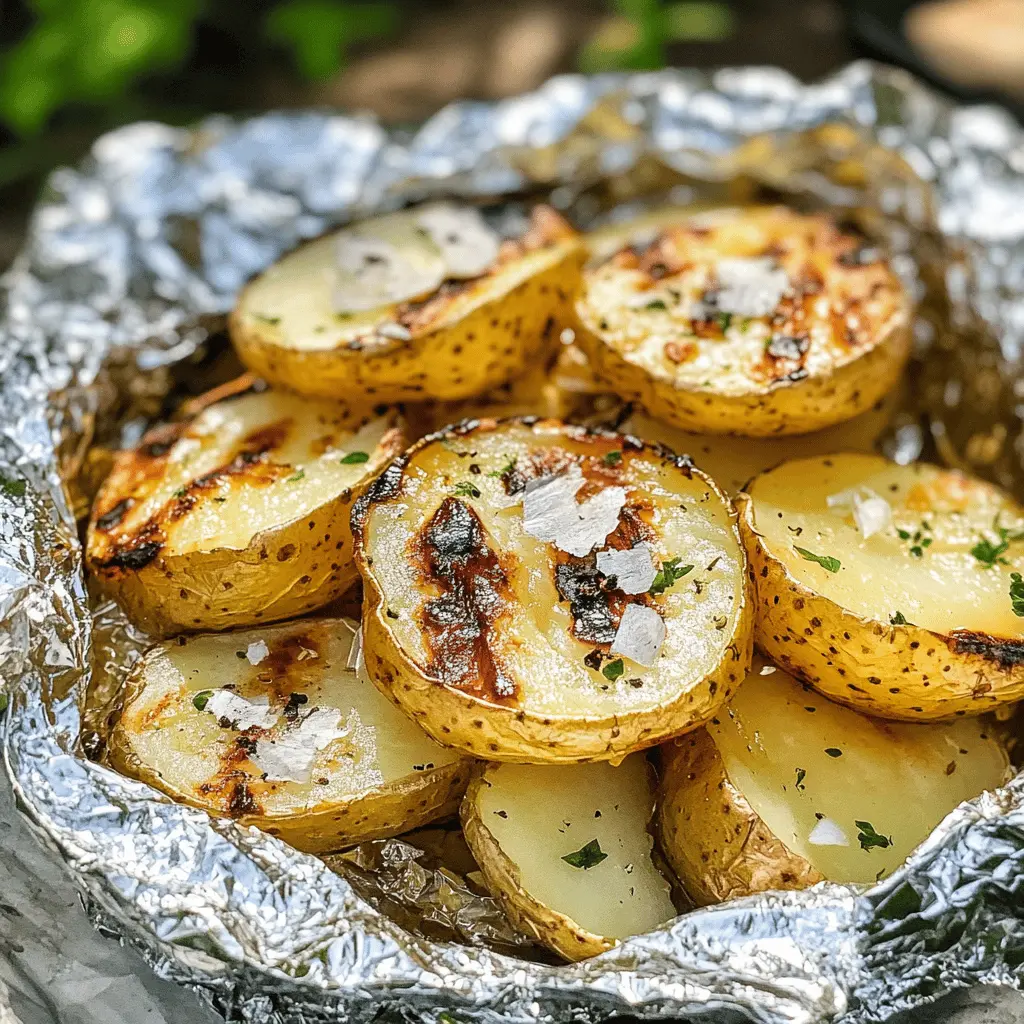 Transform your BBQ with these Grilled Potatoes in Foil! This simple potato packet recipe features tender potatoes seasoned with garlic and herbs, making them a delicious side dish for any meal. Perfect for summer cookouts and easy to prepare! Save this recipe for your next gathering and enjoy a flavorful side that's always a hit!
