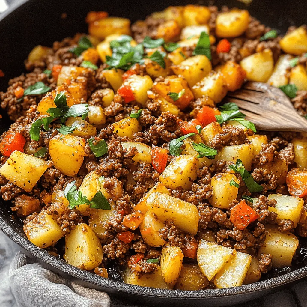This simple Ground Beef and Potatoes recipe is a comforting dish that's perfect for busy weeknights. Featuring savory ground beef, tender potatoes, and a blend of spices, it's a family favorite that delivers on flavor. Save this hearty meal for your next dinner – it's easy to make and sure to please!