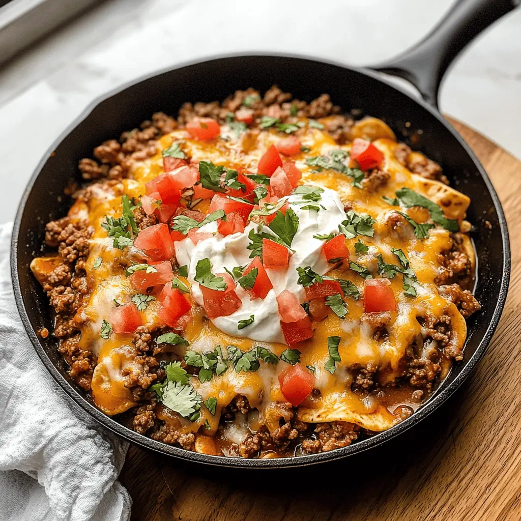 Make dinner easy and delicious with this Ground Beef Burrito Skillet! Packed with savory flavors, this one-pan meal combines seasoned ground beef, beans, colorful bell peppers, and melted cheese for a quick and satisfying dish. Perfect for busy weeknights or family gatherings. Save this recipe to bring flavor and convenience to your table!