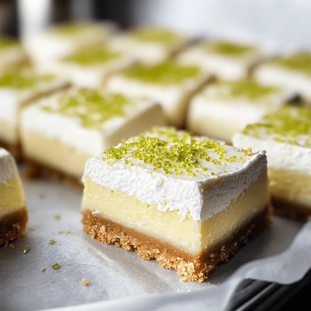Brighten your dessert table with these delightful Key Lime Pie Bars! Made with tangy lime juice and a buttery graham cracker crust, these treats are the perfect balance of sweet and tart. They're easy to make and perfect for any gathering. Don’t forget to save this recipe for your next potluck or barbecue! Your friends and family will love them!