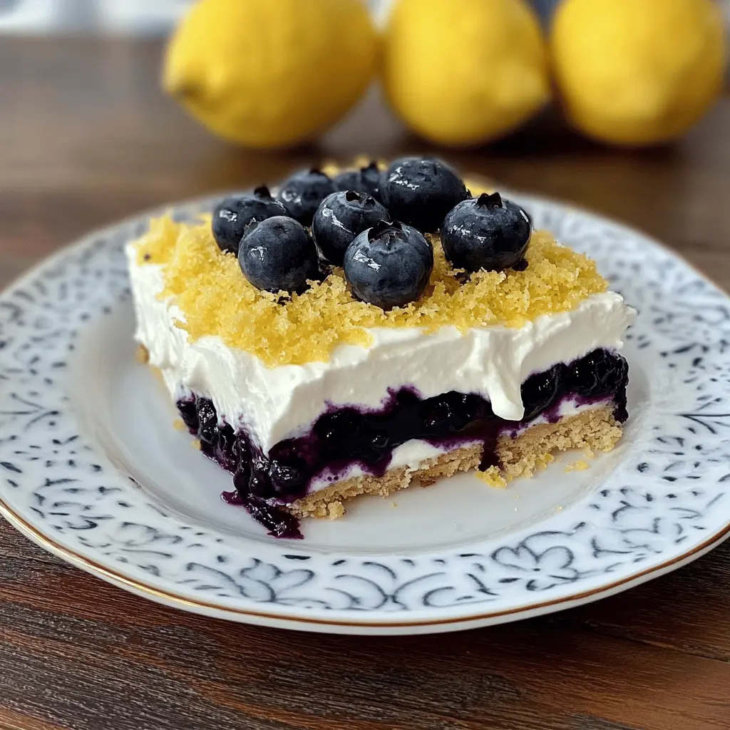 Sweet, tangy, and oh-so-refreshing, this No Bake Lemon Blueberry Dessert is perfect for warm days! With a creamy lemon filling layered with juicy blueberries, it's a delightful treat that's easy to whip up. Ideal for picnics, parties, or a simple family dessert. Save this recipe and impress your loved ones with a taste of summer!