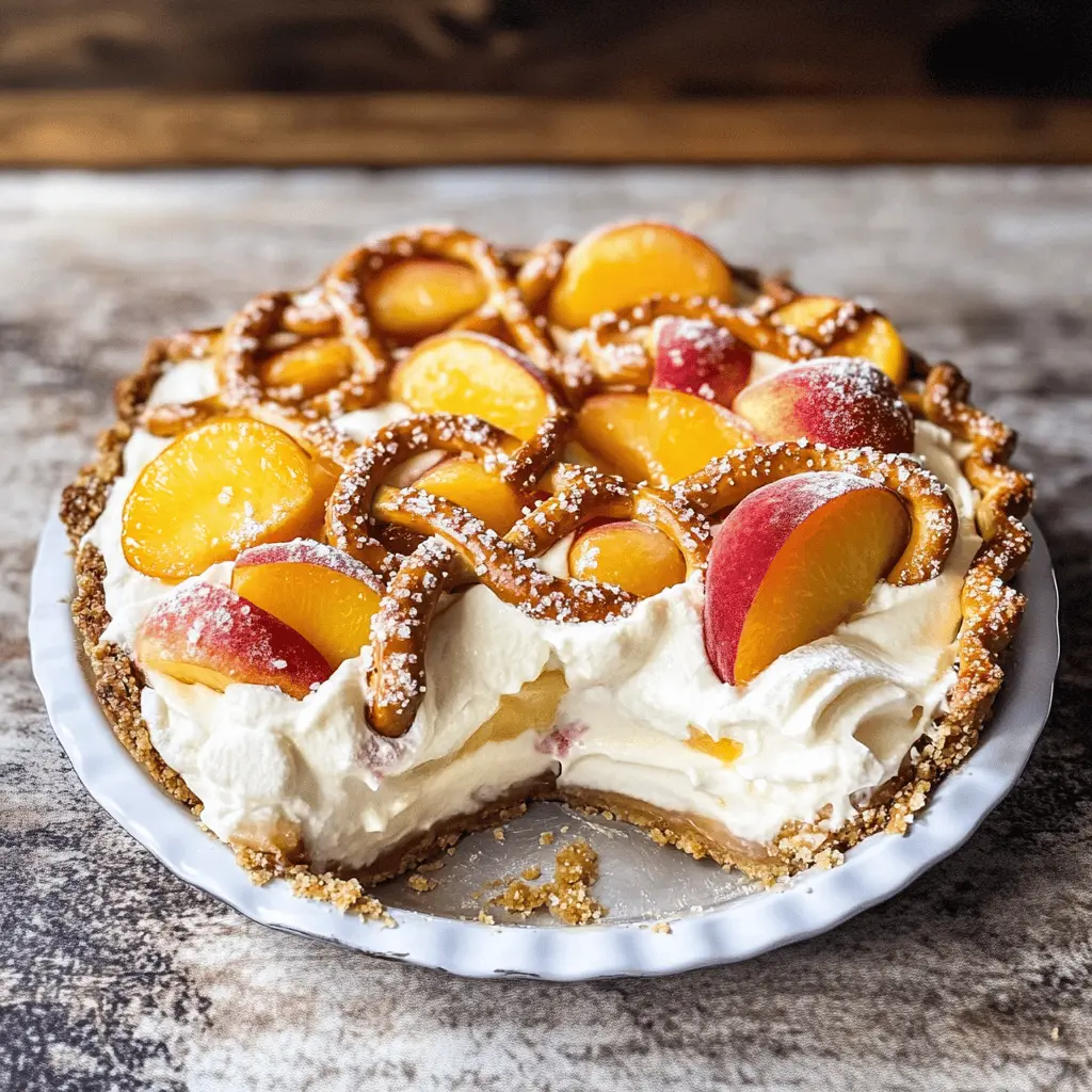 Experience the delightful harmony of sweet peaches and creamy filling in this Peaches and Cream Pretzel Pie! With a crunchy pretzel crust that perfectly balances the luscious fruit, this dessert is sure to impress at any gathering. Save this pin for your next summer barbecue or family get-together—everyone will be asking for seconds!