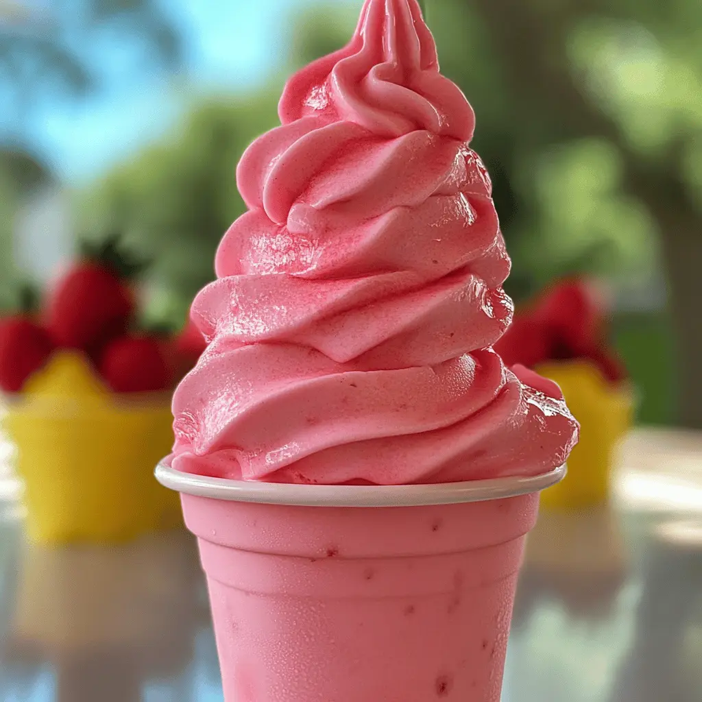 Cool down with a refreshing Strawberry Dole Whip! This easy recipe combines frozen strawberries, creamy coconut milk, and a hint of pineapple for a fruity treat that’s perfect for warm days. Serve it at parties or enjoy it as a sweet snack. Save this pin to whip up a delicious tropical escape right at home!
