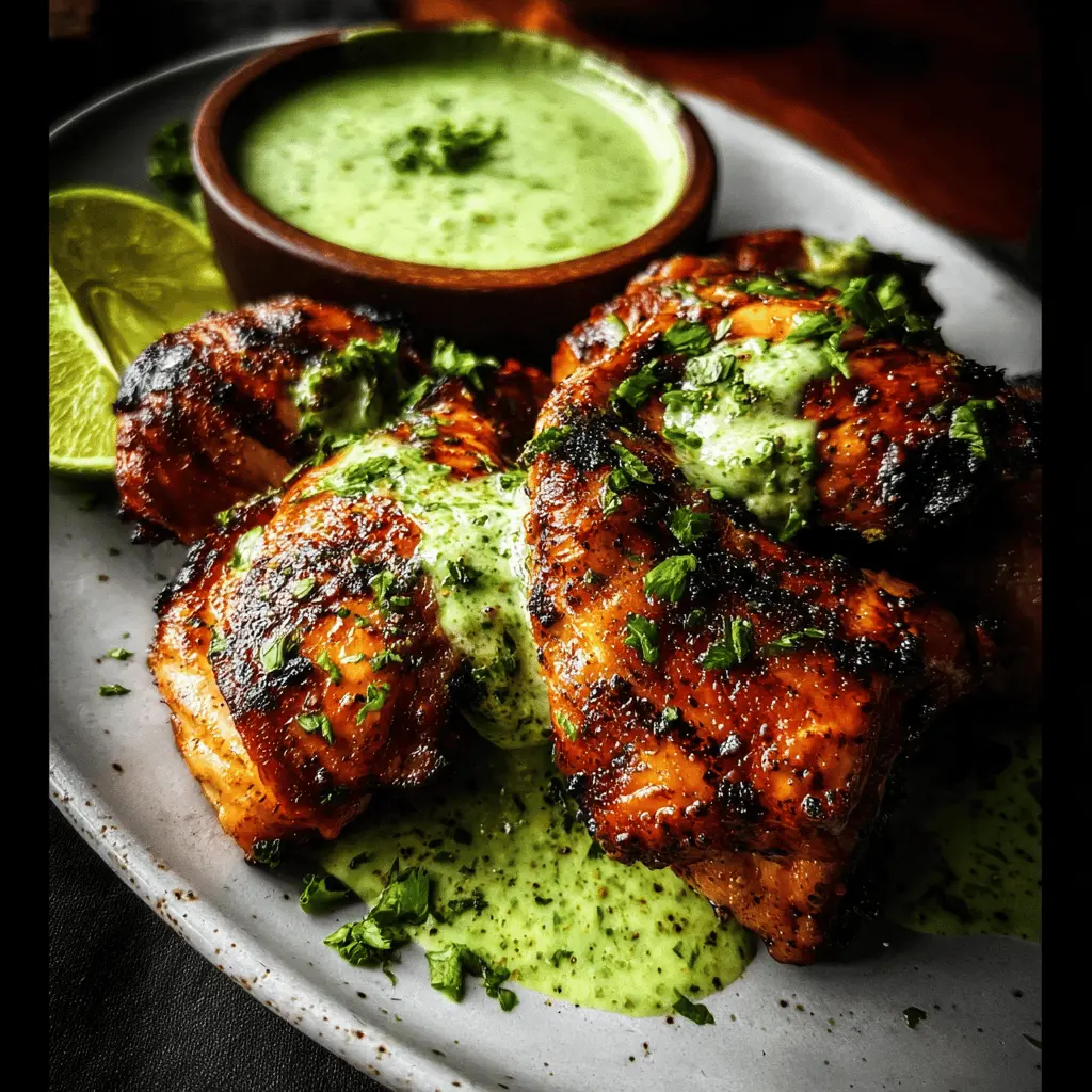Easy Peruvian Grilled Chicken with Creamy Green Sauce