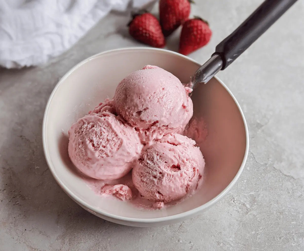Easy 3-Ingredient Keto Strawberry Ice Cream