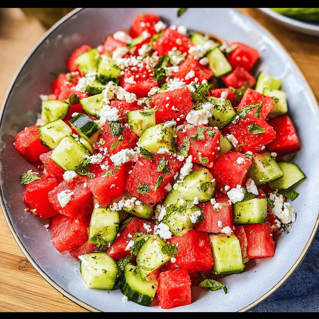 Fresh Watermelon Cucumber Salad with Feta