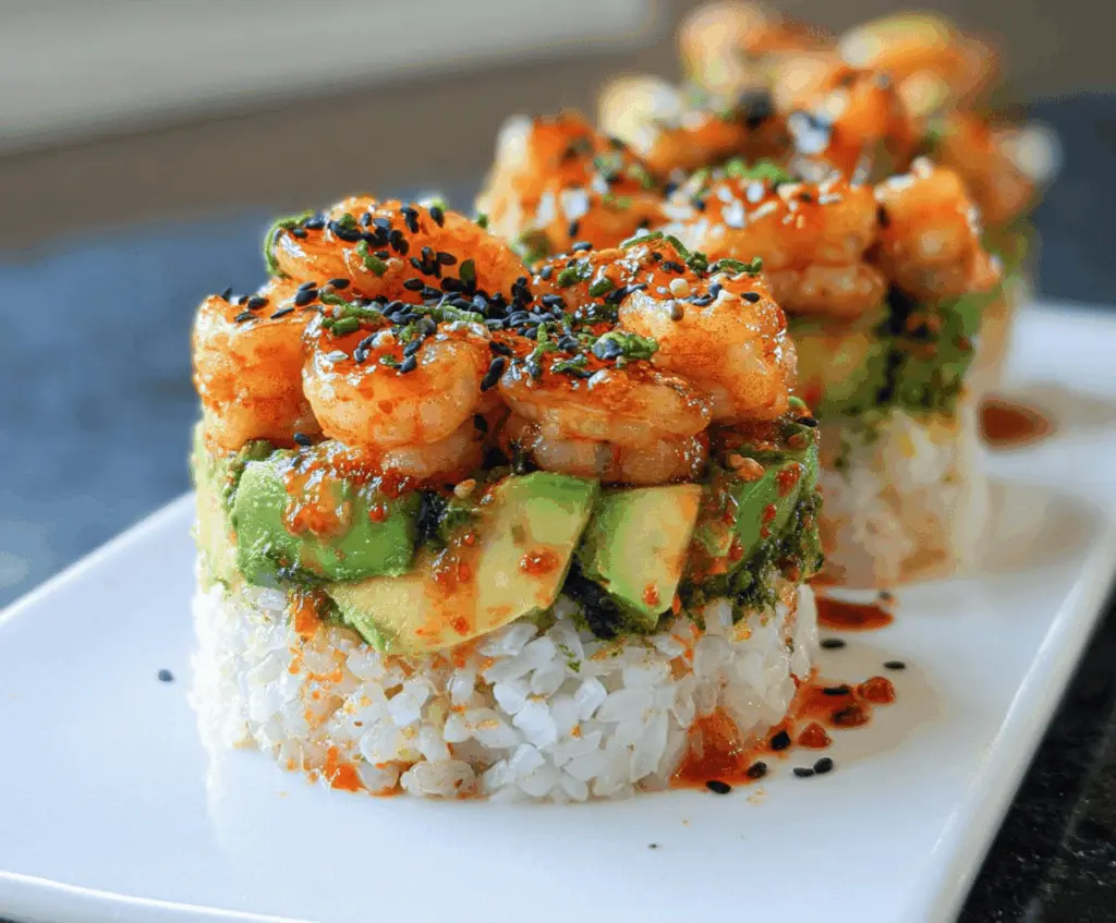 Easy Spicy Shrimp Sushi Stacks Recipe