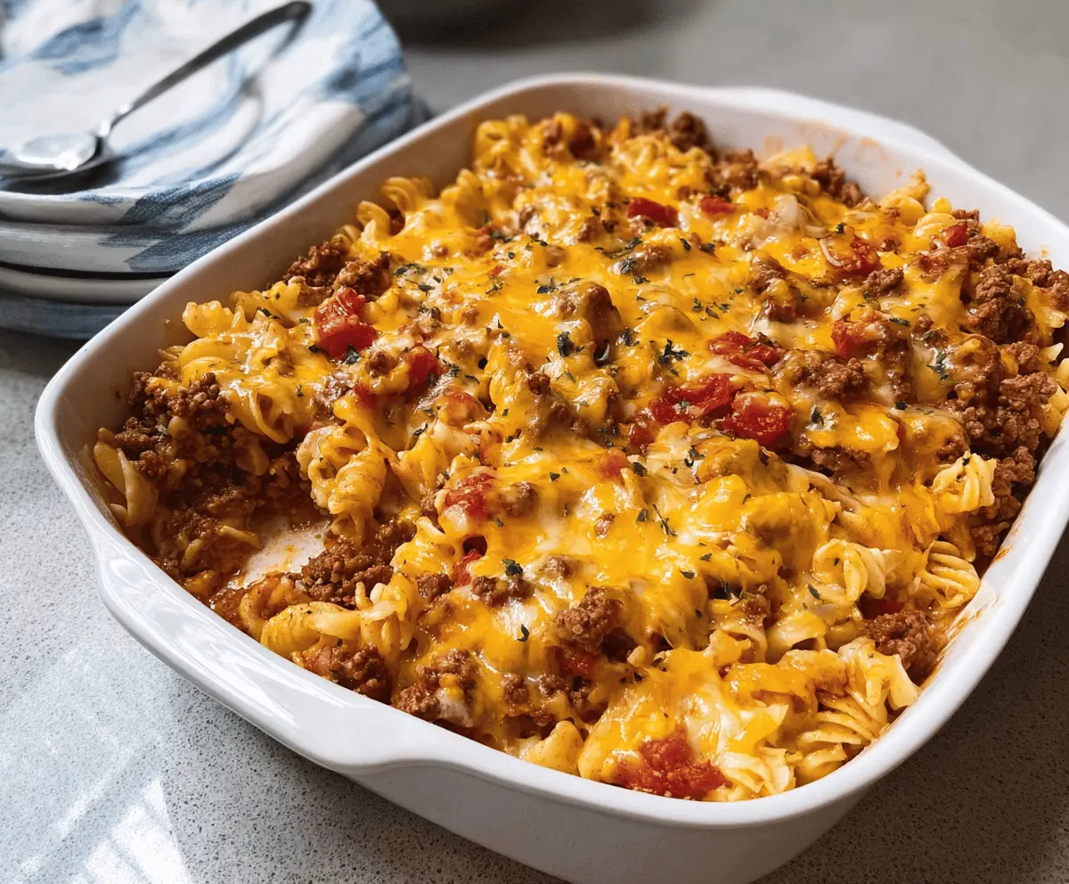Easy Cheesy Hamburger Casserole Recipe