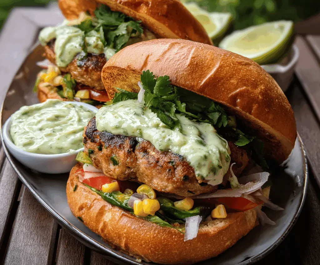 Easy Honey Jalapeño Turkey Burgers with Creamy Avocado Sauce