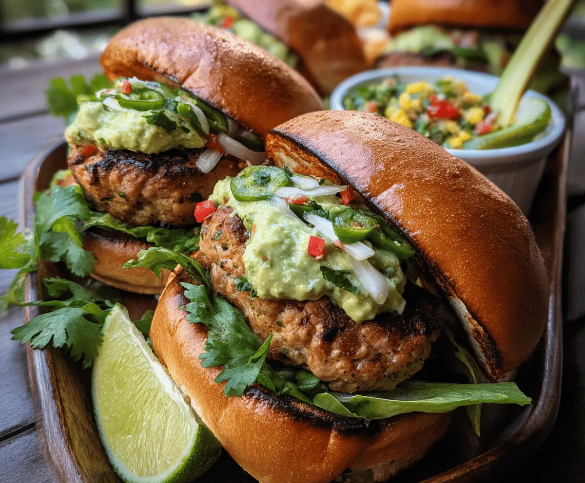 Easy Honey Jalapeño Turkey Burgers with Creamy Avocado Sauce