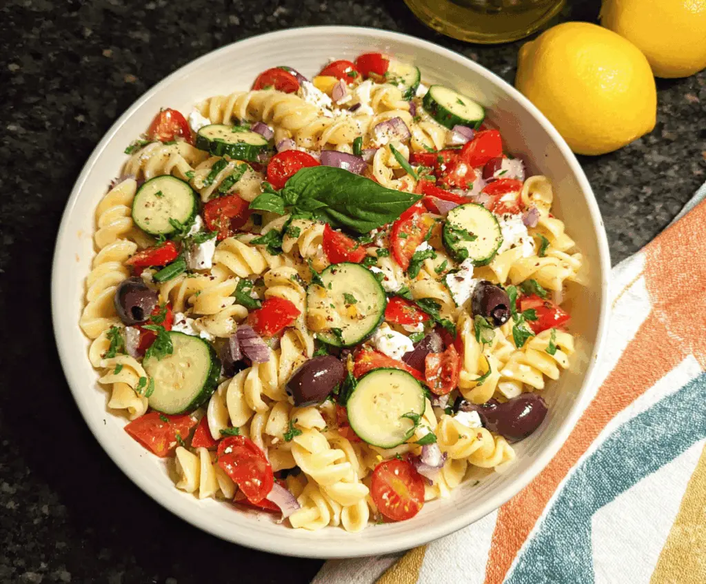 Easy Refreshing Mediterranean Pasta Salad Recipe