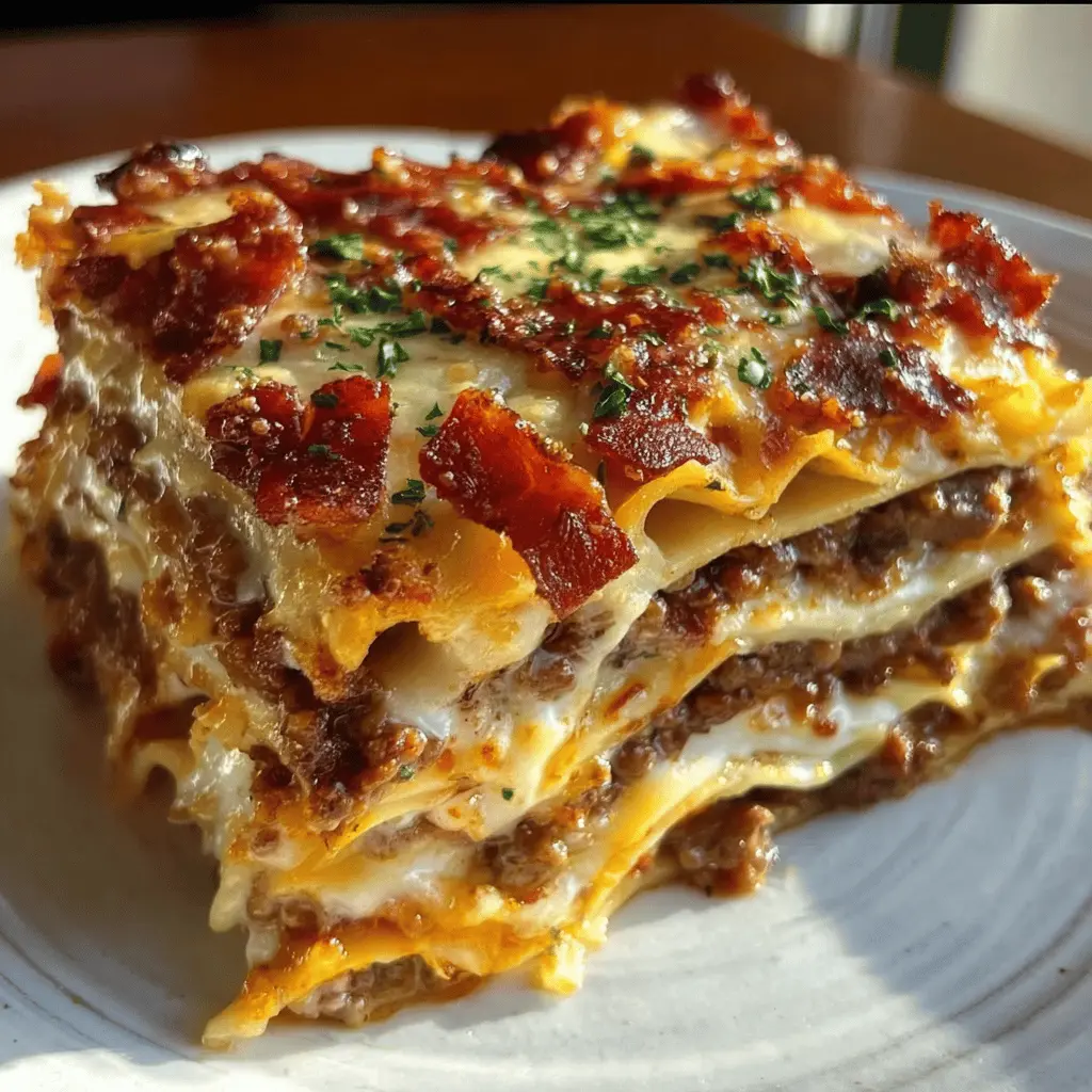 Easy Parmesan Garlic Bacon Cheeseburger Lasagna