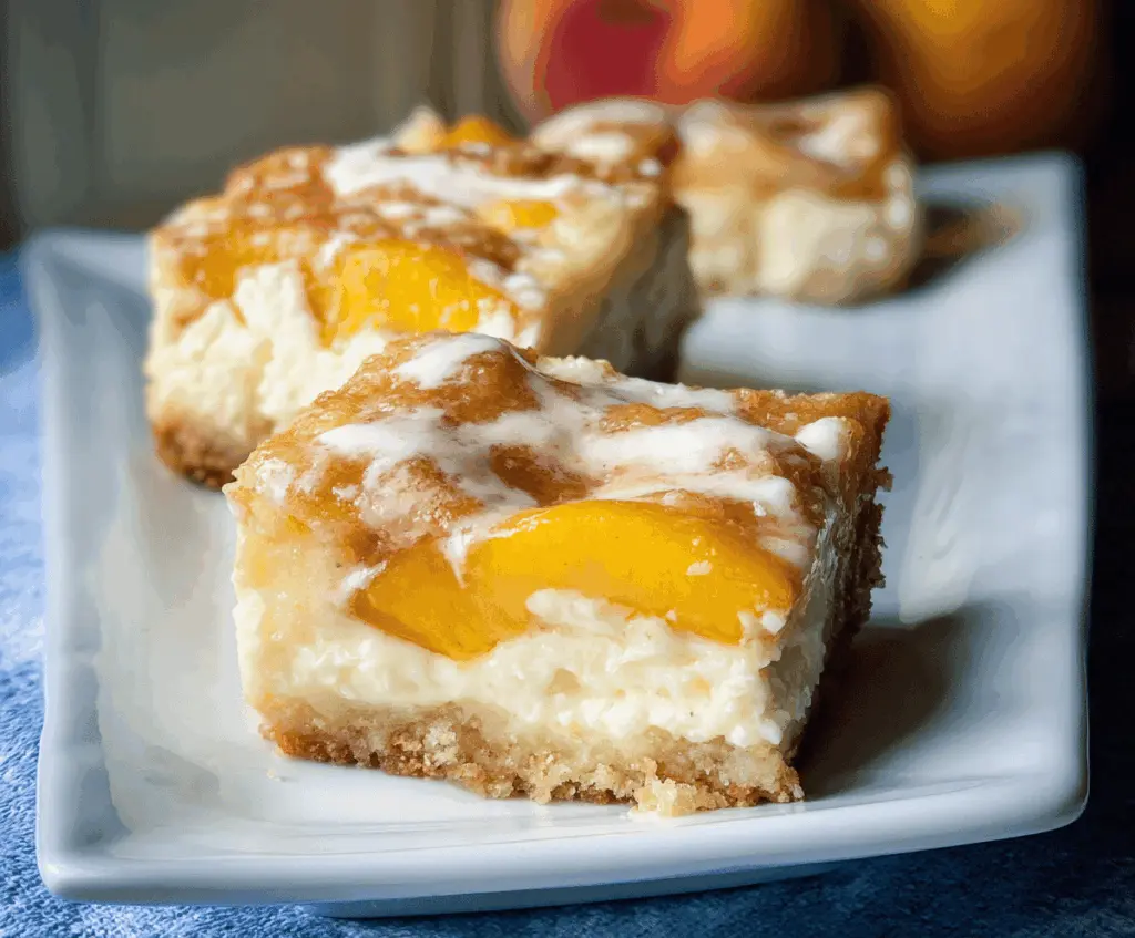 Easy Peaches and Cream Cheesecake Bars Recipe