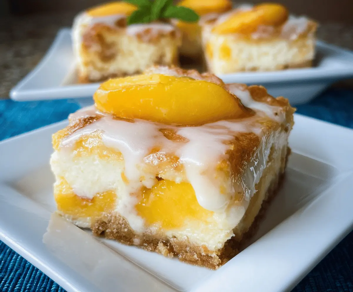 Easy Peaches and Cream Cheesecake Bars Recipe