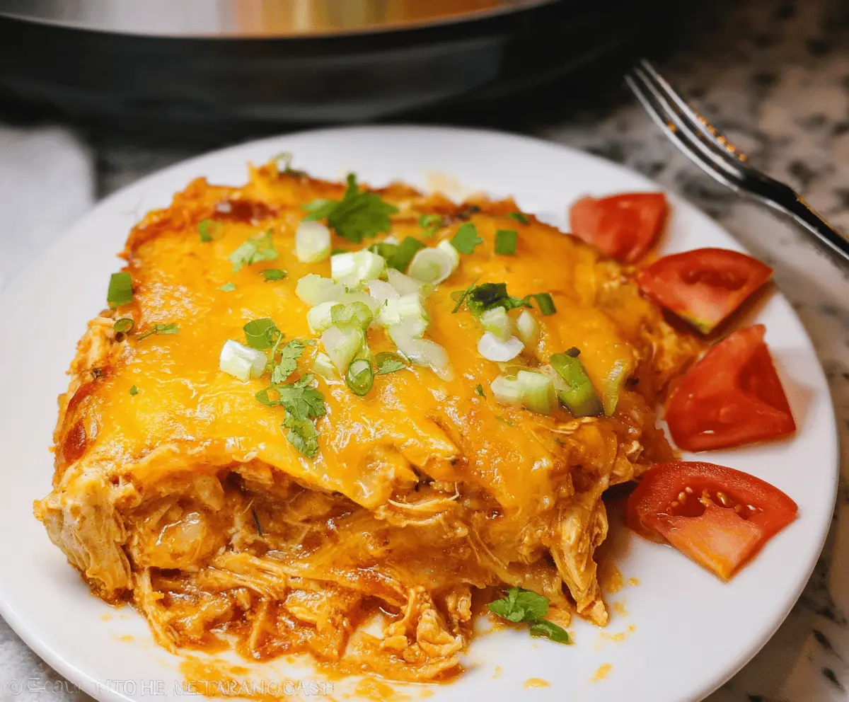Easy Hearty Crockpot Chicken Enchilada Casserole