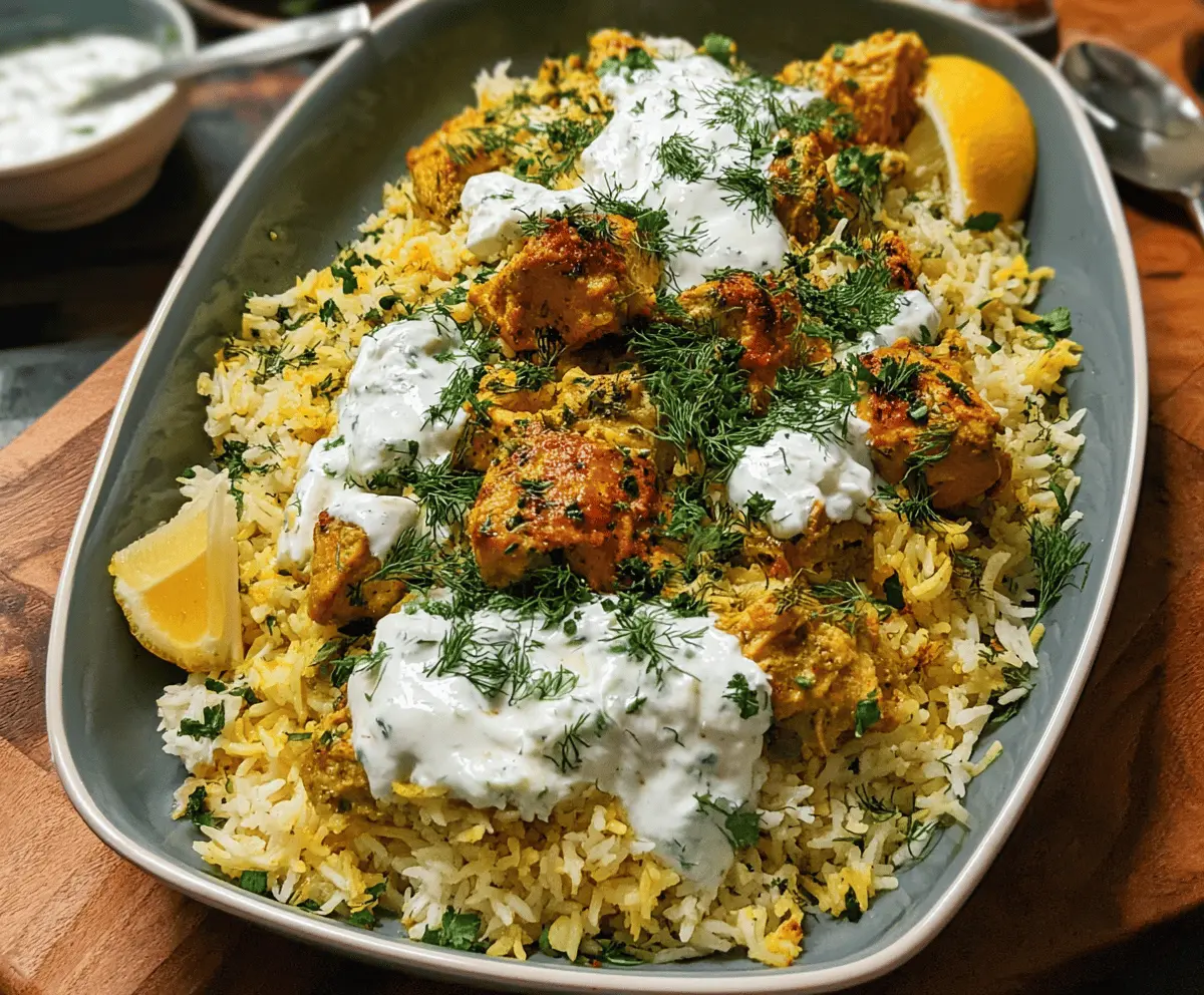 Easy Dump and Bake Chicken with Tzatziki Rice