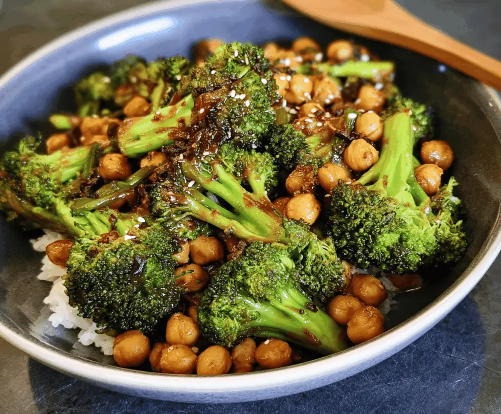Easy Garlic Broccoli Chickpea Stir Fry