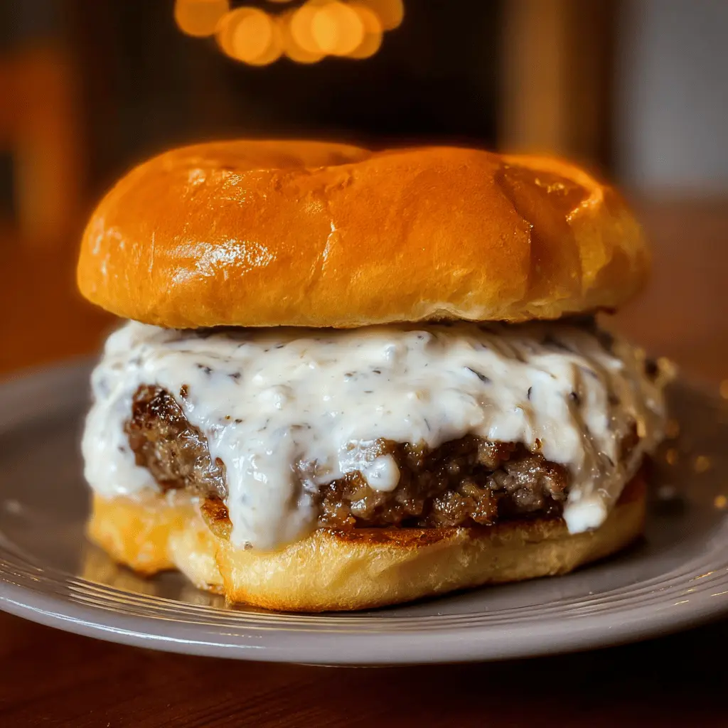 Garlic Overboard Burgers with Creamy Garlic Sauce