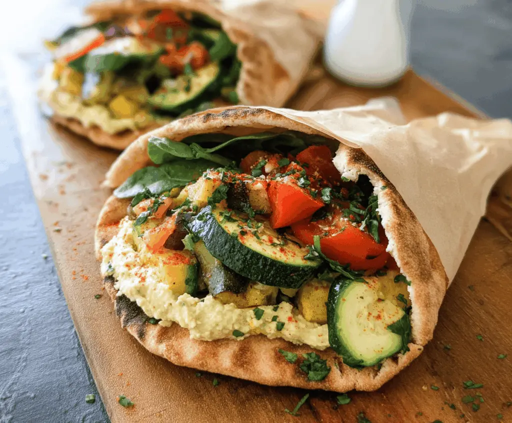 Healthy Zucchini Hummus Pita Sandwiches