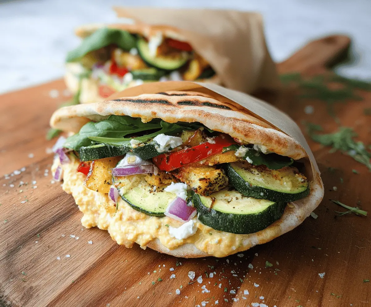 Healthy Zucchini Hummus Pita Sandwiches