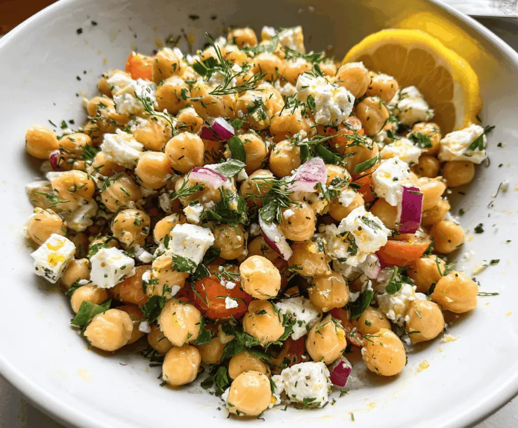 Easy Lemony Chickpea Feta Salad Recipe
