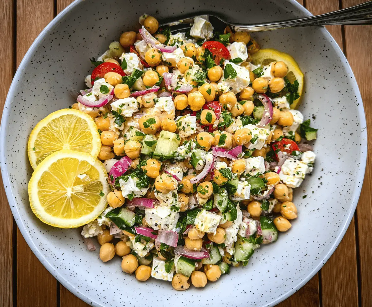 Easy Lemony Chickpea Feta Salad Recipe