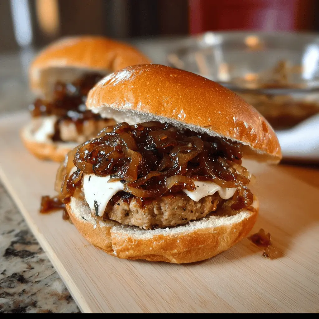 Healthy Balsamic Turkey Burgers with Caramelized Onions