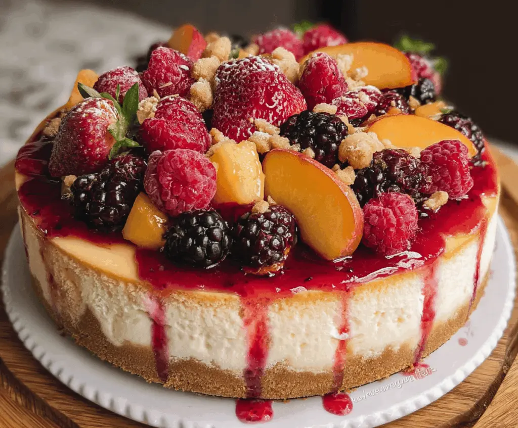 Fresh Summer Berry and Peach Cheesecake Recipe