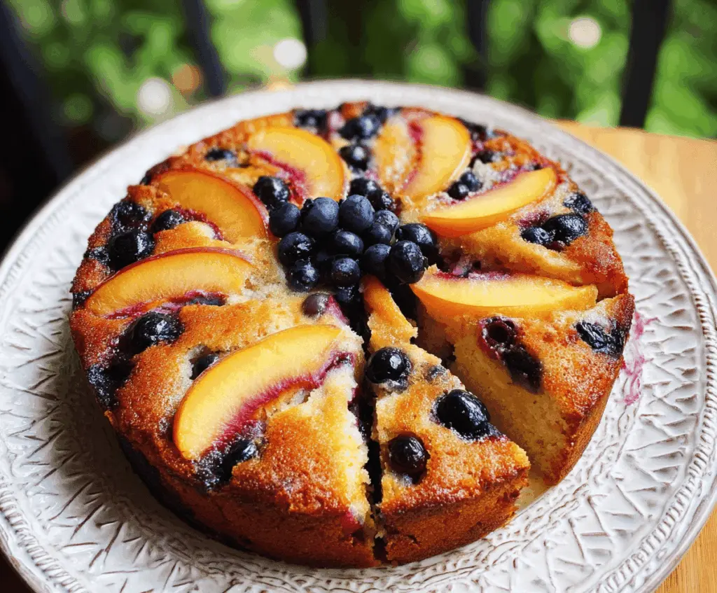 Healthy Peach and Blueberry Greek Yogurt Cake Recipe