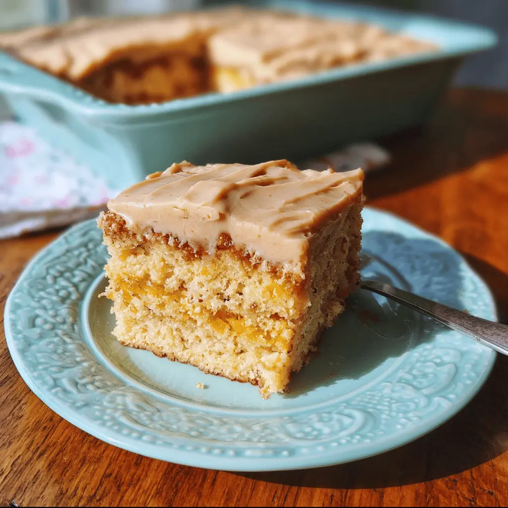Moist Peach Cake With Brown Sugar Frosting