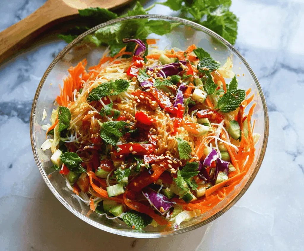 Fresh Spring Roll Salad with Spicy Ginger Dressing