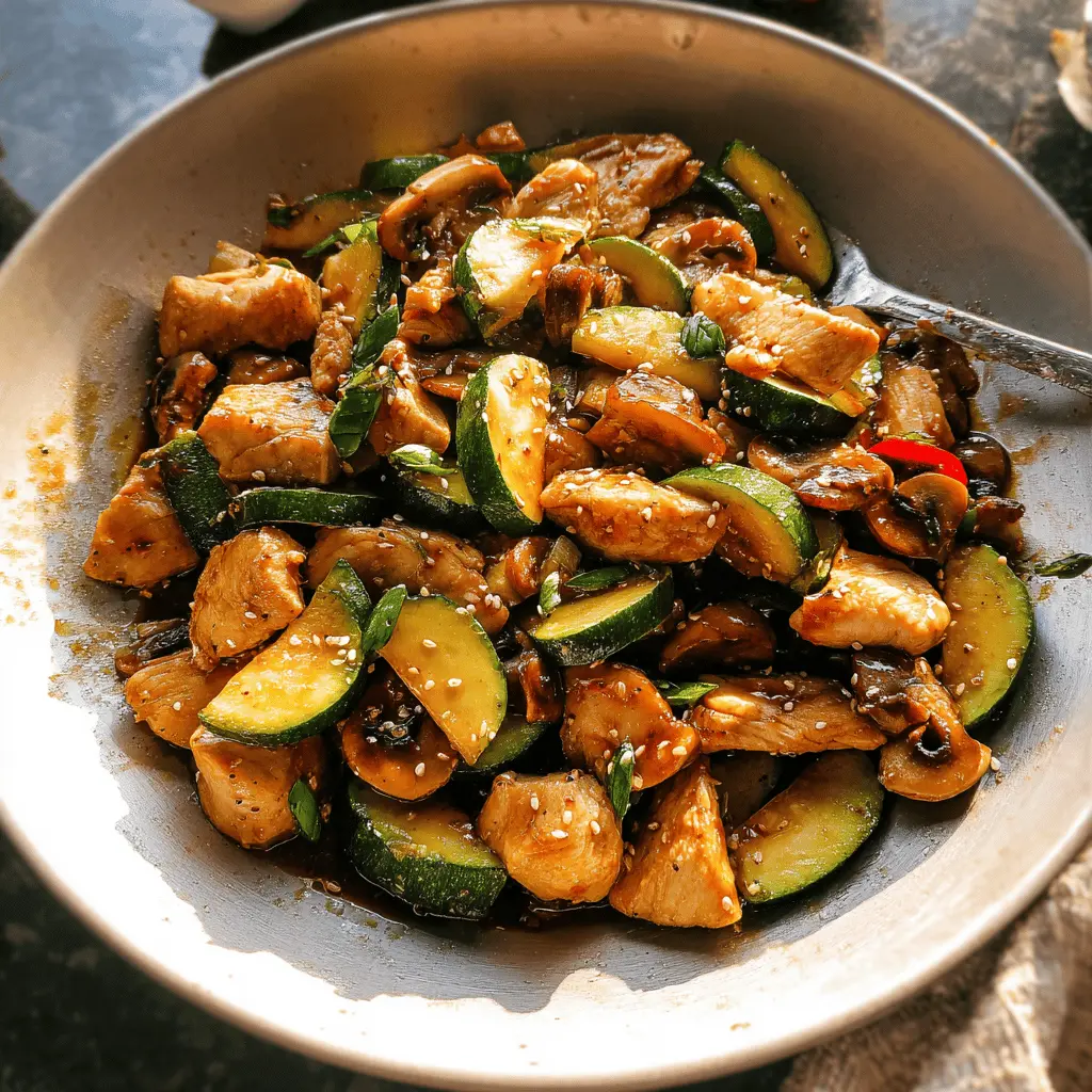 Easy Zucchini Mushroom Chicken Stir Fry Recipe