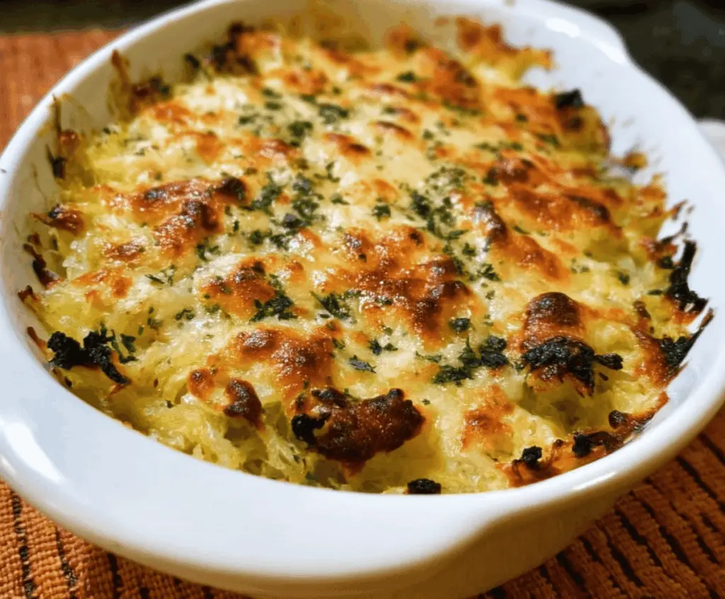 Healthy Cheesy Spaghetti Squash Au Gratin