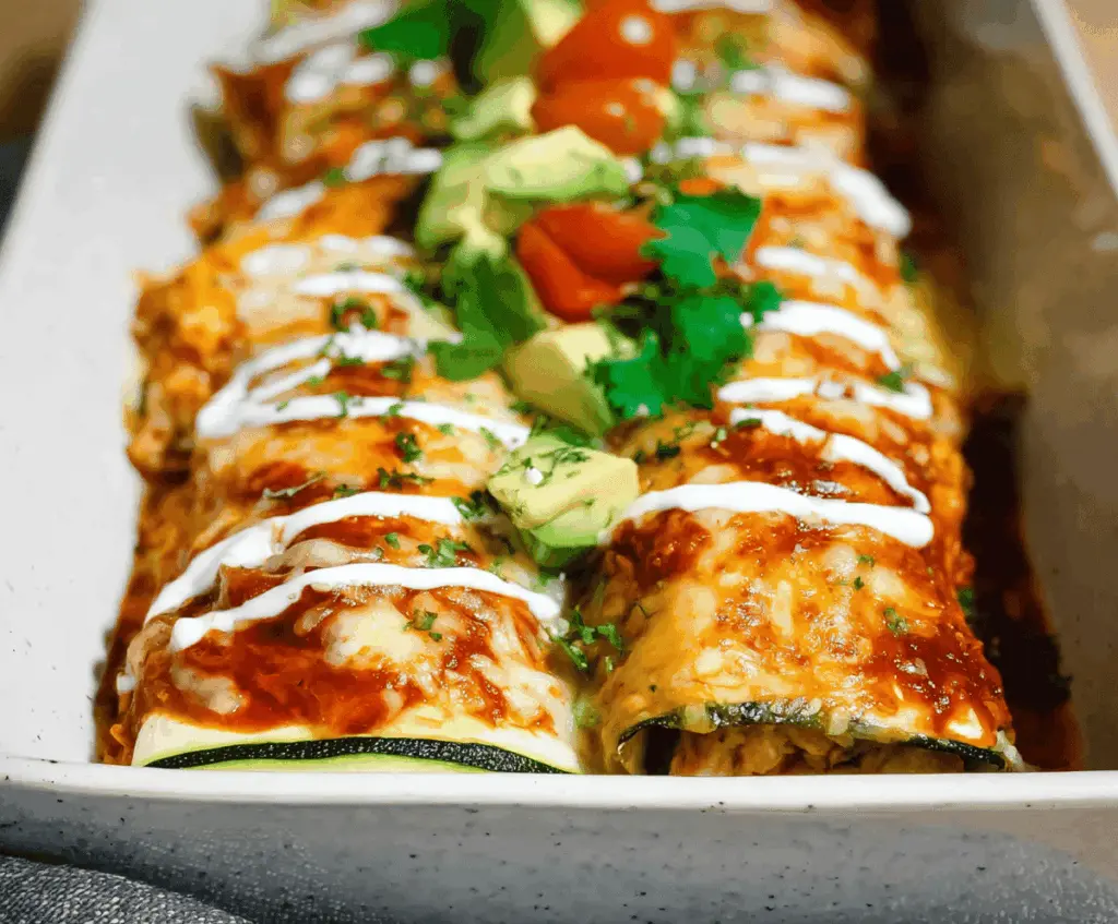 Low Carb Keto Chicken Zucchini Enchiladas