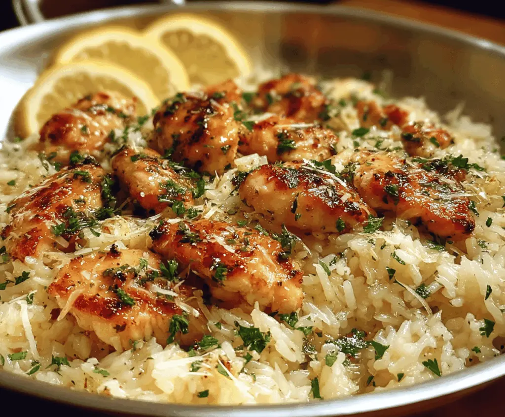 Easy Chicken Scampi with Garlic Parmesan Rice