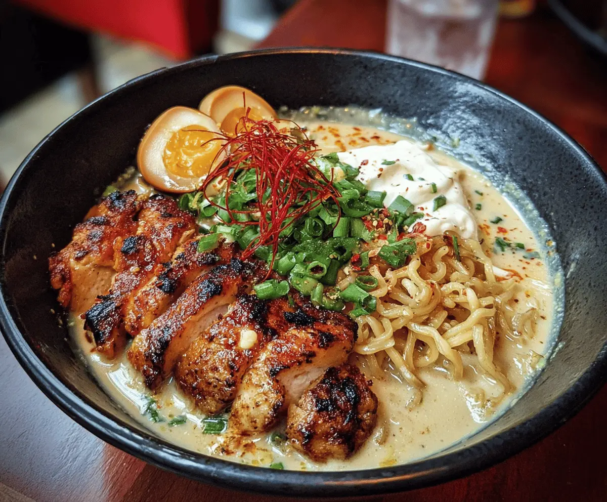Fiery Chicken Ramen With Creamy Garlic Sauce