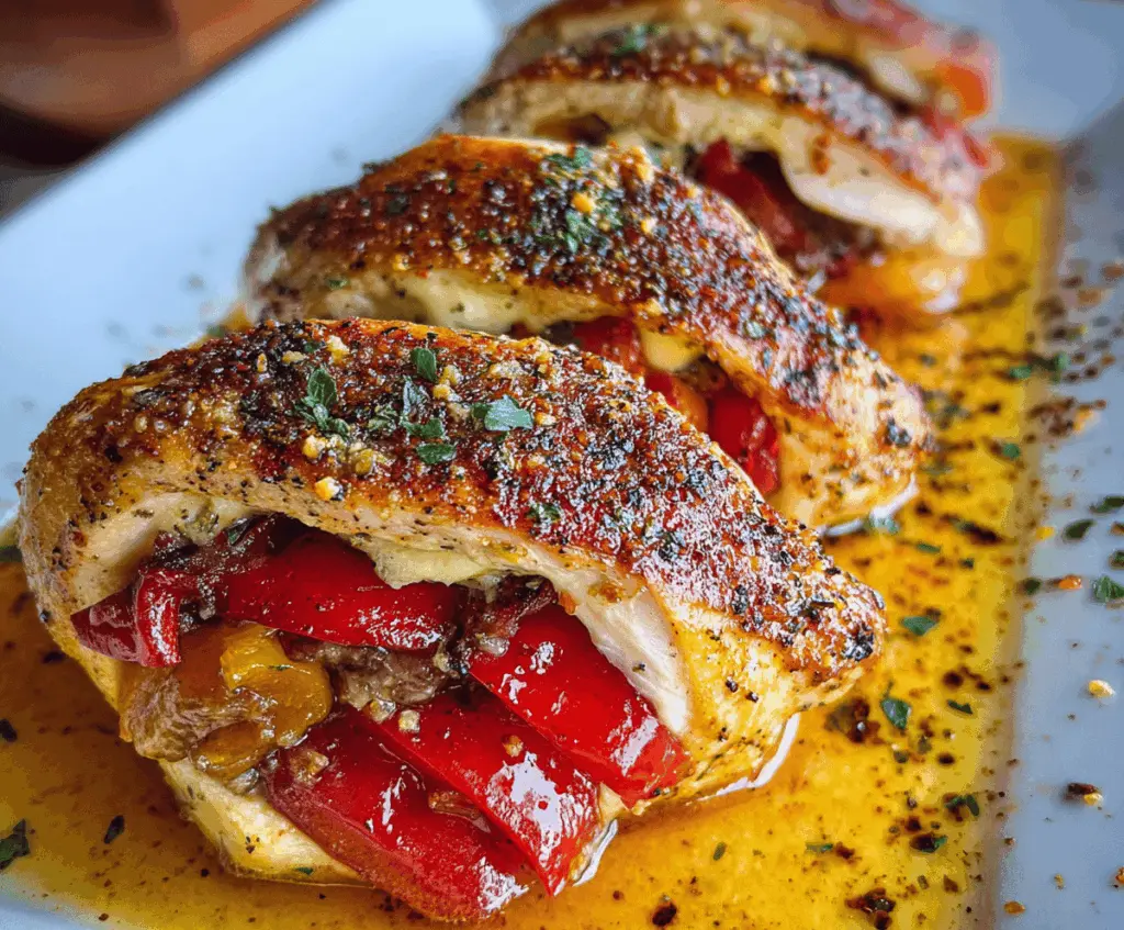 Easy Stuffed Chicken Breast with Roasted Peppers
