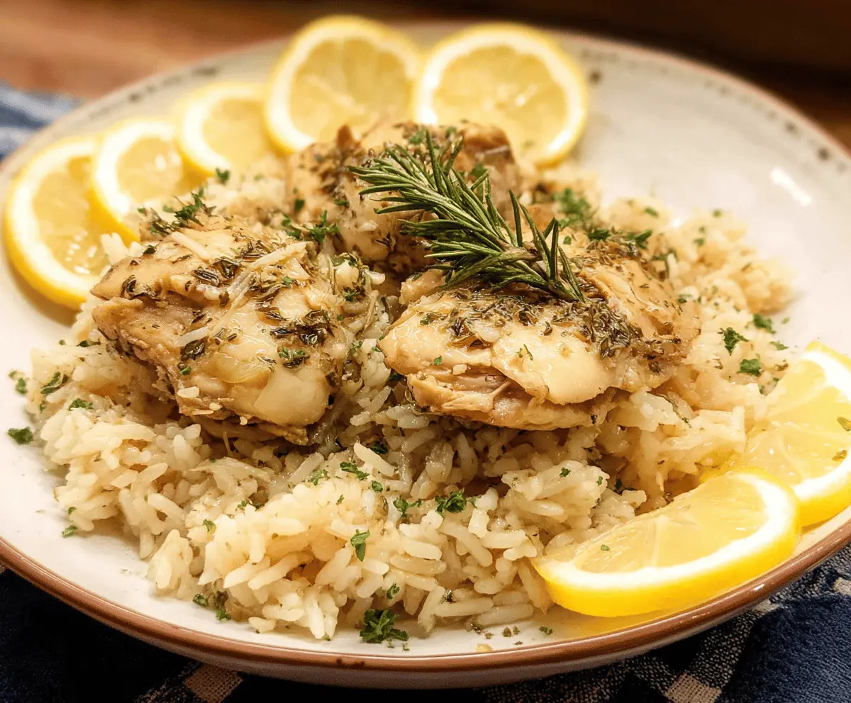 Easy Slow Cooker Lemon Herb Chicken with Rice