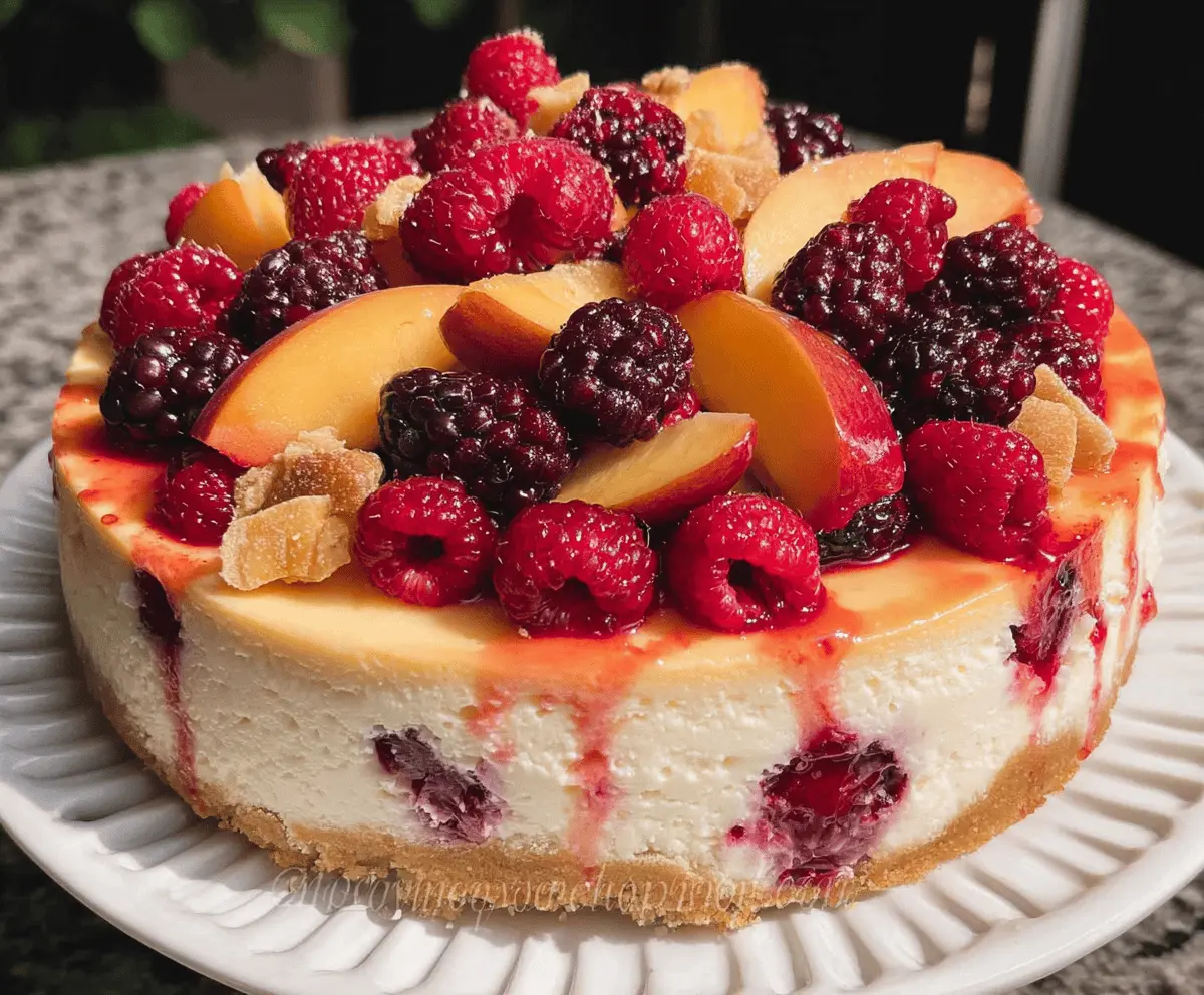 Fresh Summer Berry and Peach Cheesecake Recipe