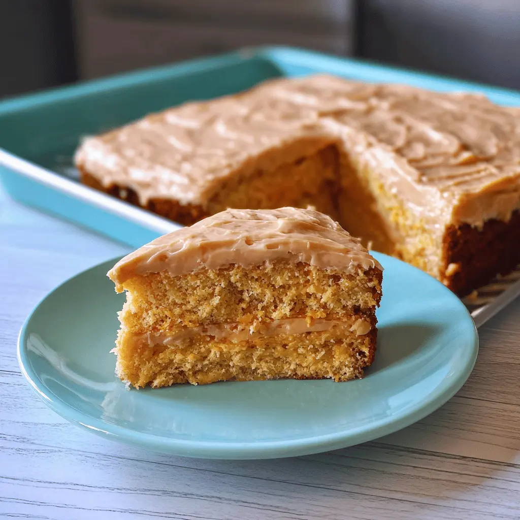 Moist Peach Cake with Brown Sugar Frosting