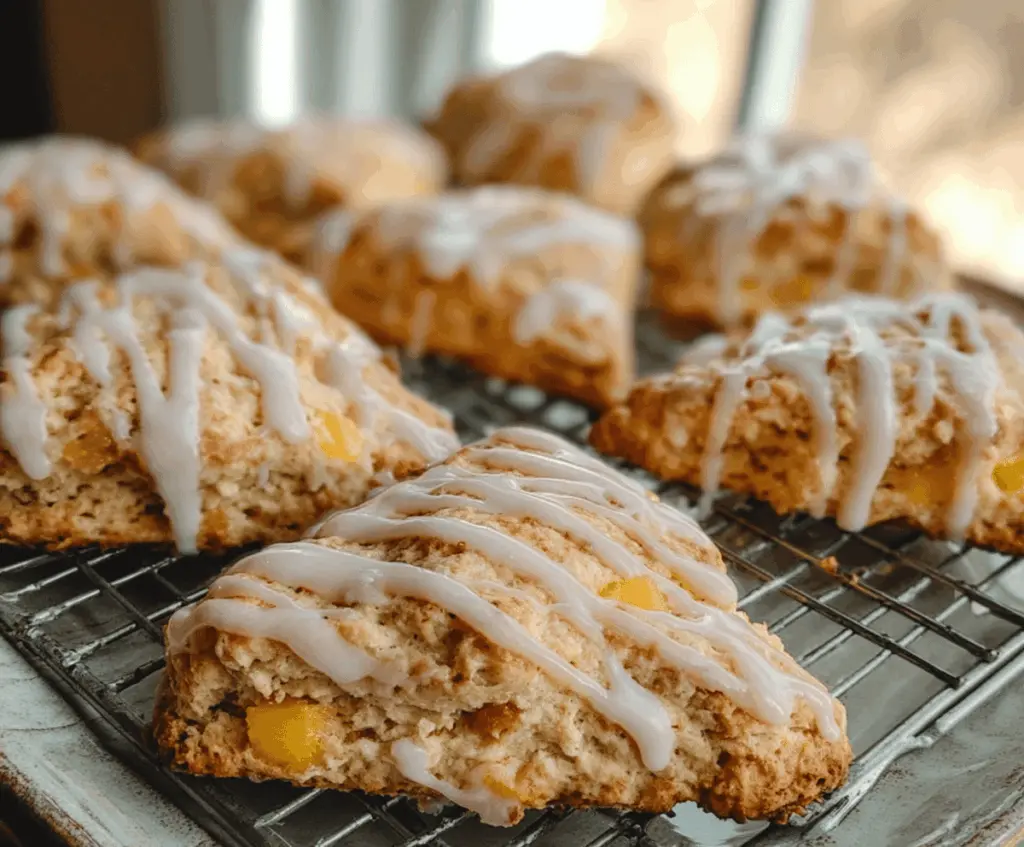 Easy Peach Pie Scones with Sweet Vanilla Glaze