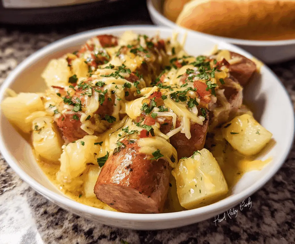 Easy Crockpot Cheesy Kielbasa Dinner Recipe