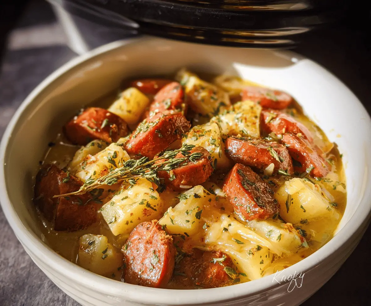 Easy Crockpot Cheesy Kielbasa Dinner Recipe